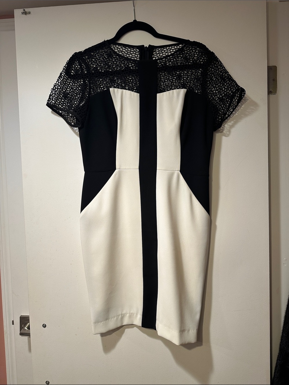 Nue by Shani Black and White Lace Yoke Sheath